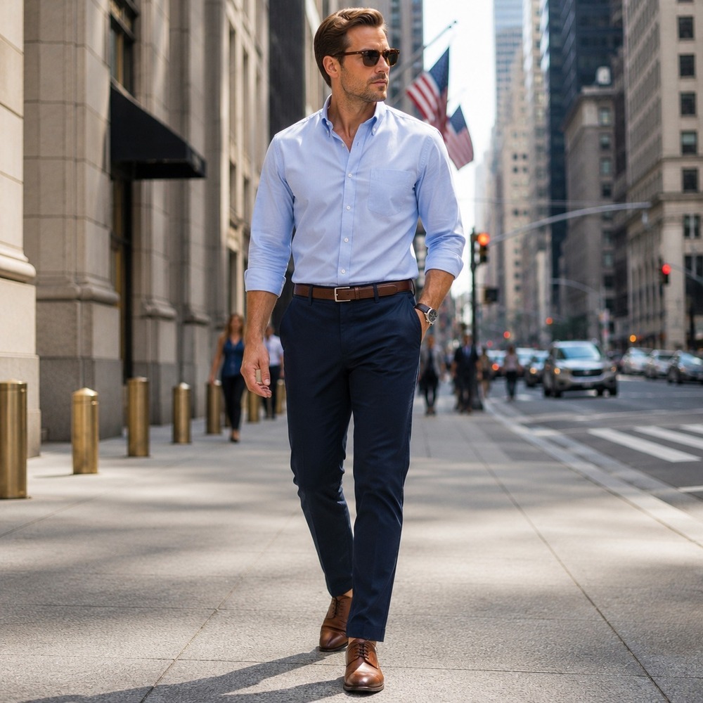 BROOKS BROTHERS Mens New Pants 42x32 Blue Advantage Chino Stretch Soho Fit